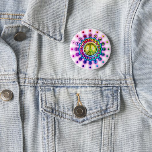 PSYCHEDELISCHES FRIEDENSzeichen Button (Beispiel)