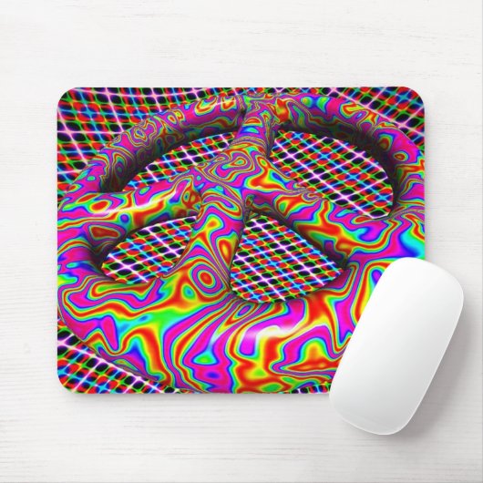 Psychedelisches Friedenszeichen Mousepad (Mit Mouse)