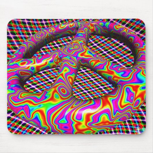 Psychedelisches Friedenszeichen Mousepad (Vorne)
