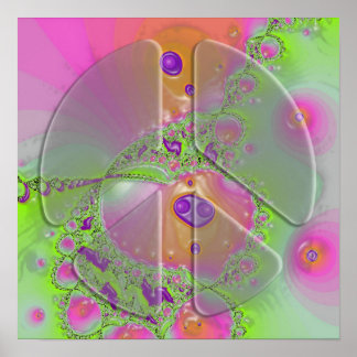 Psychedelisches Friedenszeichen-Poster Poster