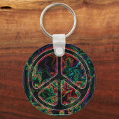 psychedelisches Friedenszeichen Schlüsselanhänger (Vorderseite)