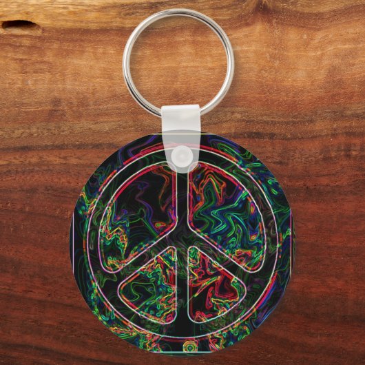 psychedelisches Friedenszeichen Schlüsselanhänger (Vorderseite)