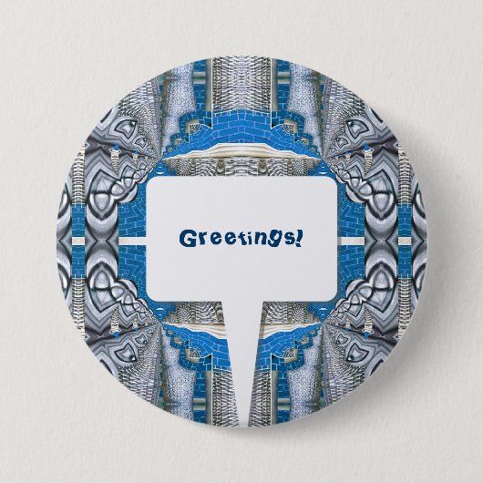 Psychedelisches Fun Fraktal Muster & Text Button (Vorderseite)