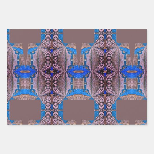 Psychedelisches Fun Fraktal Muster & Text Geschenkpapier Set (Vorderseite 3)