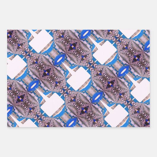 Psychedelisches Fun Fraktal Muster & Text Geschenkpapier Set (Vorderseite 2)