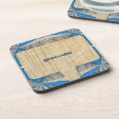 Psychedelisches Fun Fraktal Muster & Text Getränkeuntersetzer (Linke Seite)