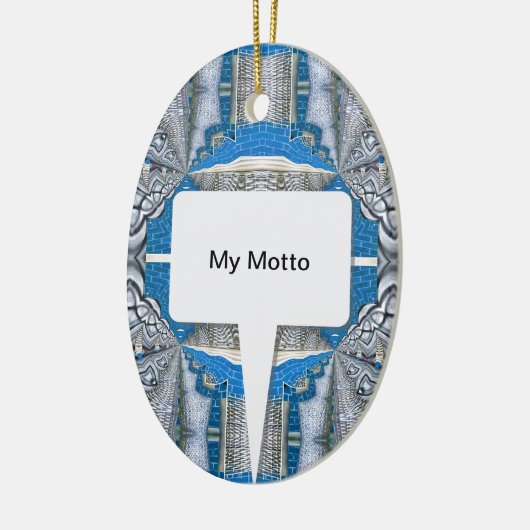 Psychedelisches Fun Fraktal Muster & Text Keramik Ornament (Links)