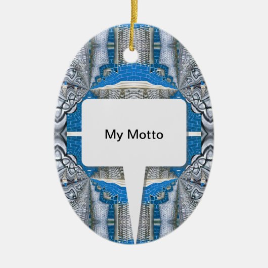 Psychedelisches Fun Fraktal Muster & Text Keramik Ornament (Vorne)