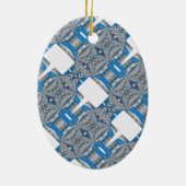 Psychedelisches Fun Fraktal Muster & Text Keramik Ornament (Hinten)