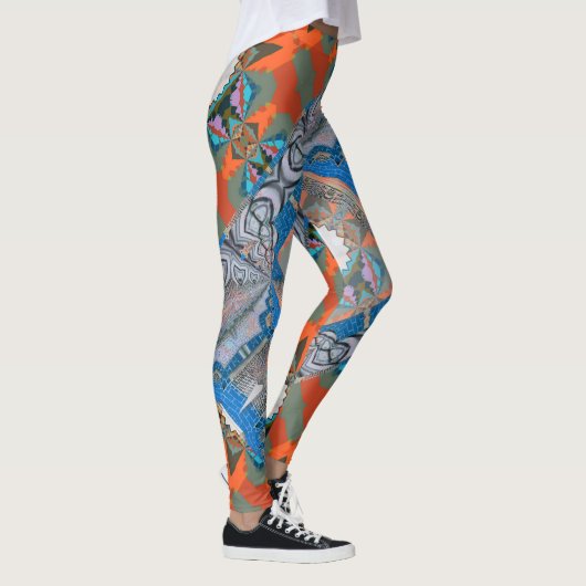 Psychedelisches Fun Fraktal Muster & Text Leggings (Rechts)