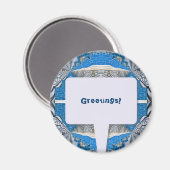 Psychedelisches Fun Fraktal Muster & Text Magnet (Vorderseite/Rückseite)