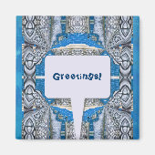 Psychedelisches Fun Fraktal Muster & Text Magnet (Vorne)