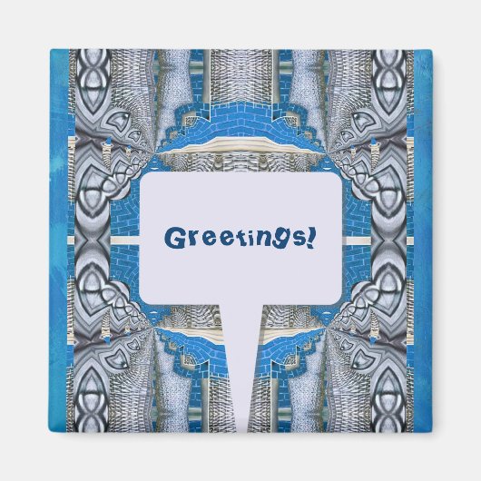 Psychedelisches Fun Fraktal Muster & Text Magnet (Vorne)