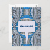 Psychedelisches Fun Fraktal Muster & Text Postkarte (Vorne/Hinten)