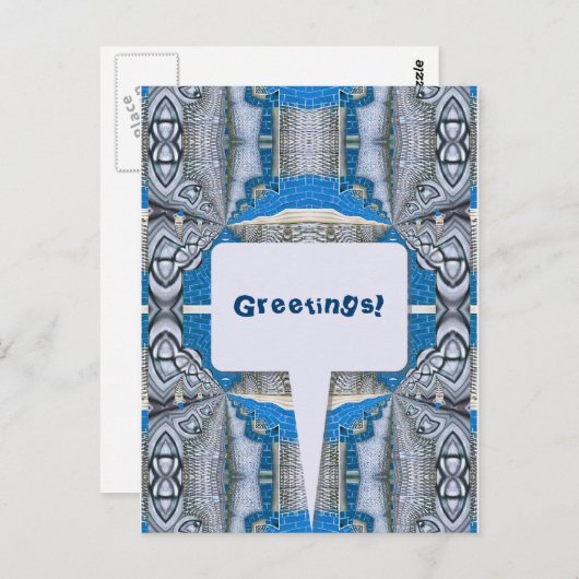 Psychedelisches Fun Fraktal Muster & Text Postkarte (Vorne/Hinten)