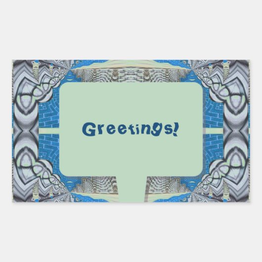 Psychedelisches Fun Fraktal Muster & Text Rechteckiger Aufkleber (Vorderseite)