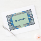 Psychedelisches Fun Fraktal Muster & Text Rechteckiger Aufkleber (Umschlag)