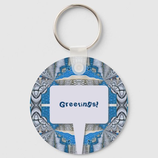 Psychedelisches Fun Fraktal Muster & Text Schlüsselanhänger (Vorderseite)
