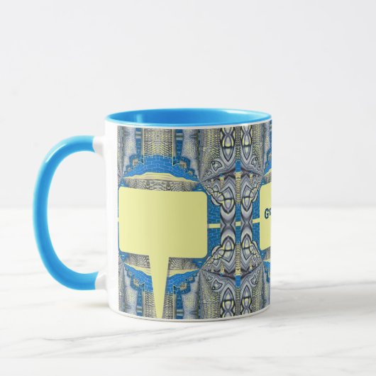 Psychedelisches Fun Fraktal Muster & Text Tasse (Links)