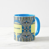 Psychedelisches Fun Fraktal Muster & Text Tasse (VorderseiteRechts)