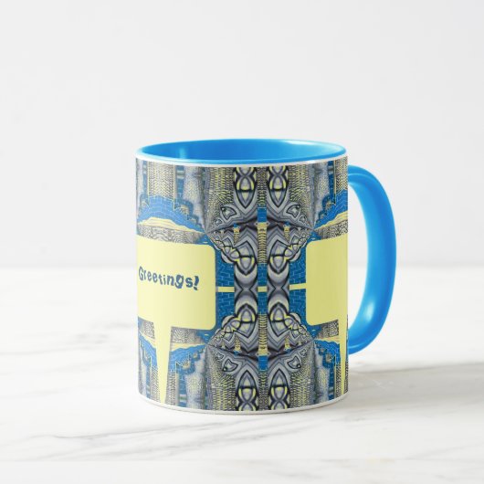 Psychedelisches Fun Fraktal Muster & Text Tasse (VorderseiteRechts)