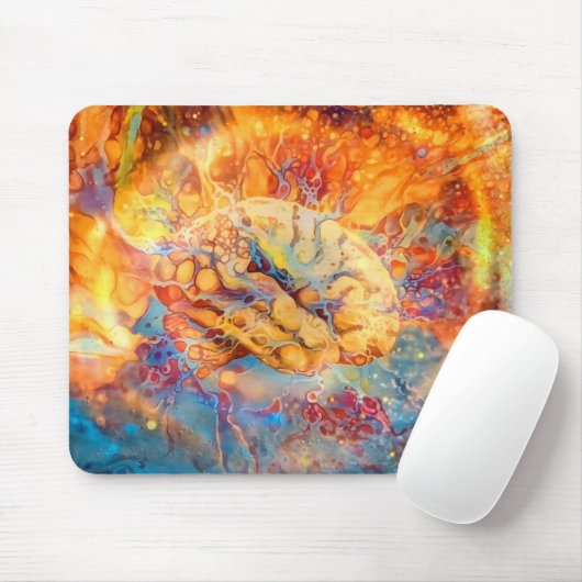Psychedelisches Gehirn in lebhaften Farben Mousepad (Mit Mouse)
