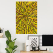 Psychedelisches Gelb Organische Illusion Maximalis Poster (Heimbüro)