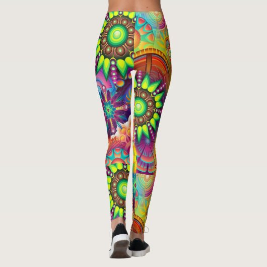 Psychedelisches geometrisches Mandala-Muster Leggings (Rückseite)