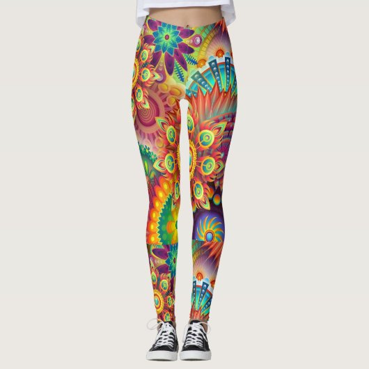 Psychedelisches geometrisches Mandala-Muster  Leggings (Vorderseite)