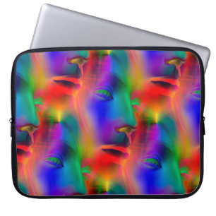 Psychedelisches Gesicht nahtloses Muster + Ihre Id Laptopschutzhülle