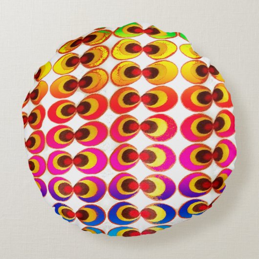 Psychedelisches Gewebe Rundes Kissen (Rückseite)