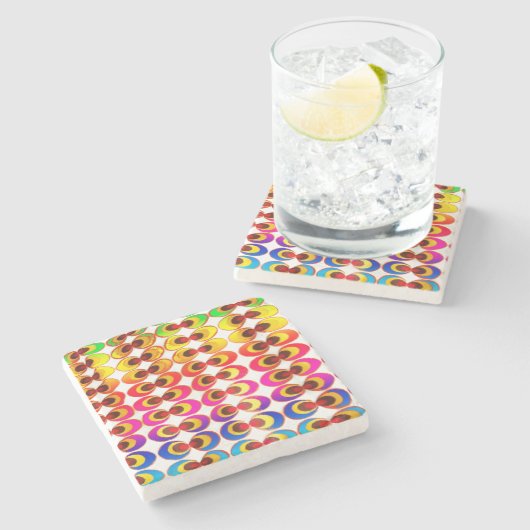 Psychedelisches Gewebe Steinuntersetzer (Seitenansicht)