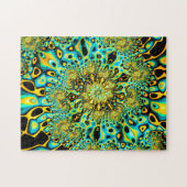 Psychedelisches Gold Peacock Trippy-Fraktal Puzzle (Horizontal)