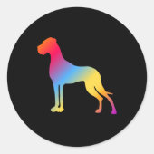psychedelisches Great Dane-Logo Runder Aufkleber (Vorderseite)