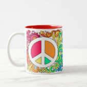 Psychedelisches Groovy Friedenszeichen u. Zweifarbige Tasse (Links)