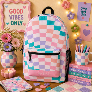 Psychedelisches Groovy Karomuster Bedruckter Rucksack