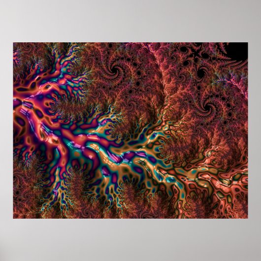 Psychedelisches Groovy Trippy Funky Colorful Frakt Poster (Vorne)