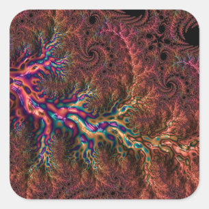 Psychedelisches Groovy Trippy Funky Colorful Frakt Quadratischer Aufkleber