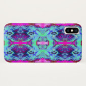 Psychedelisches Grün- und Blauer Hibiskus-Muster Case-Mate iPhone Hülle (Rückseite (Horizontal))