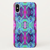 Psychedelisches Grün- und Blauer Hibiskus-Muster Case-Mate iPhone Hülle (Rückseite)