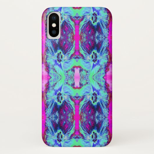 Psychedelisches Grün- und Blauer Hibiskus-Muster Case-Mate iPhone Hülle (Rückseite)