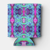 Psychedelisches Grün- und Blauer Hibiskus-Muster Dosenkühler (Vorderseite)