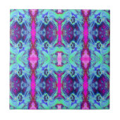 Psychedelisches Grün- und Blauer Hibiskus-Muster Fliese (Vorderseite)