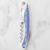 Psychedelisches Grün- und Blauer Hibiskus-Muster Kellnermesser (Vorderseite)