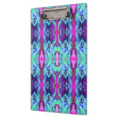 Psychedelisches Grün- und Blauer Hibiskus-Muster Klemmbrett (Links)