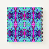 Psychedelisches Grün- und Blauer Hibiskus-Muster Notizblock (Rückseite)