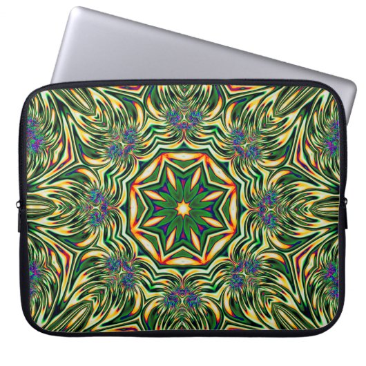 Psychedelisches grünes abstraktes Muster des Laptopschutzhülle (Vorderseite)