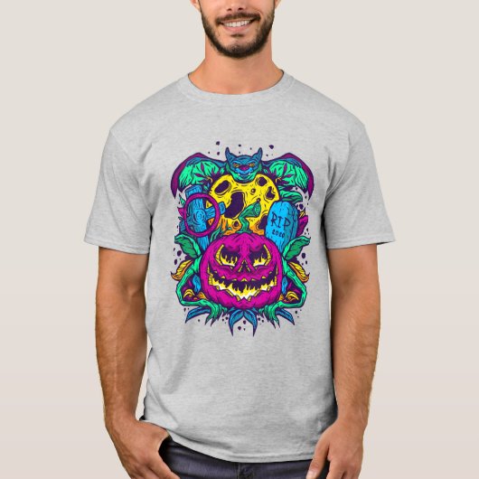 Psychedelisches Halloween T-Shirt (Vorderseite)