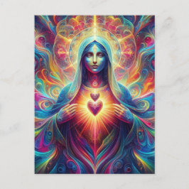 Psychedelisches Heiliges Herz von Mary Postkarte