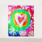 Psychedelisches Herz der gefärbte Krawatte Wandteppich (Vorderseite)